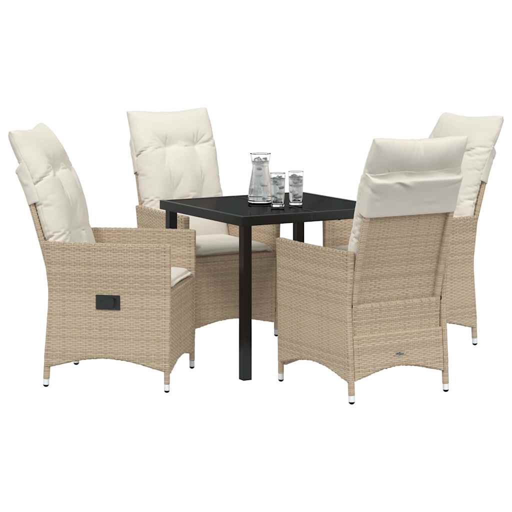 Garten Essgruppe mit Kissen 5 pcs Beige Poly-Rattan