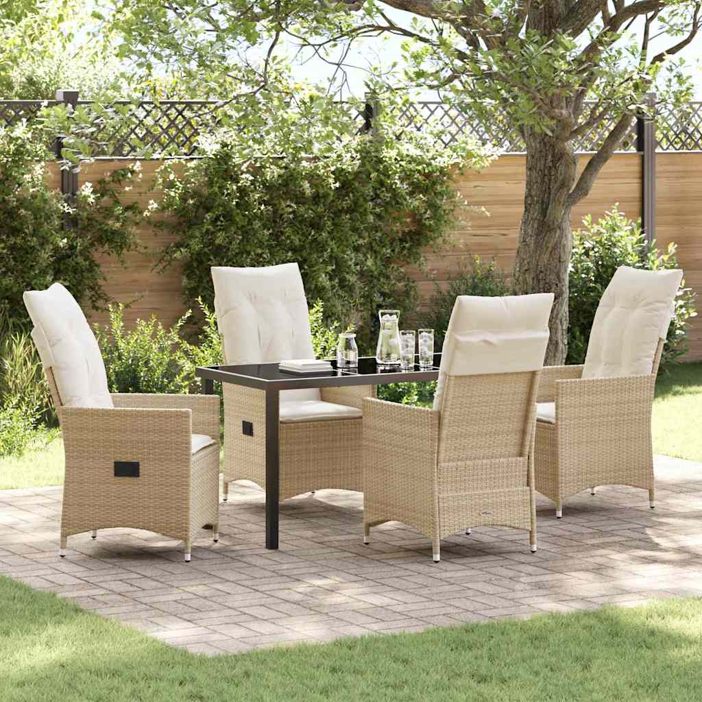 Garten Essgruppe mit Kissen 5 pcs Beige Poly-Rattan