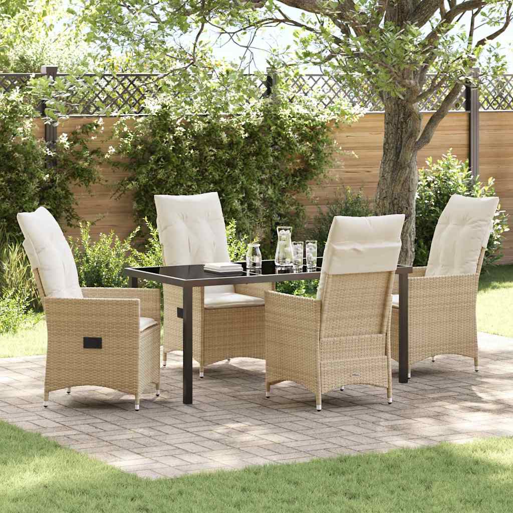 Garten Essgruppe mit Kissen 5 pcs Beige Poly-Rattan