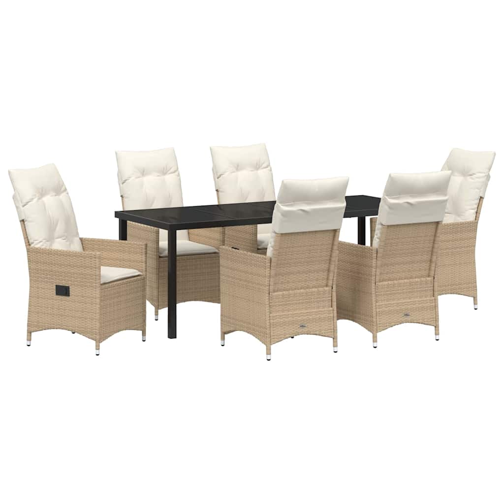 Garten Essgruppe mit Kissen 7 pcs Beige Poly-Rattan