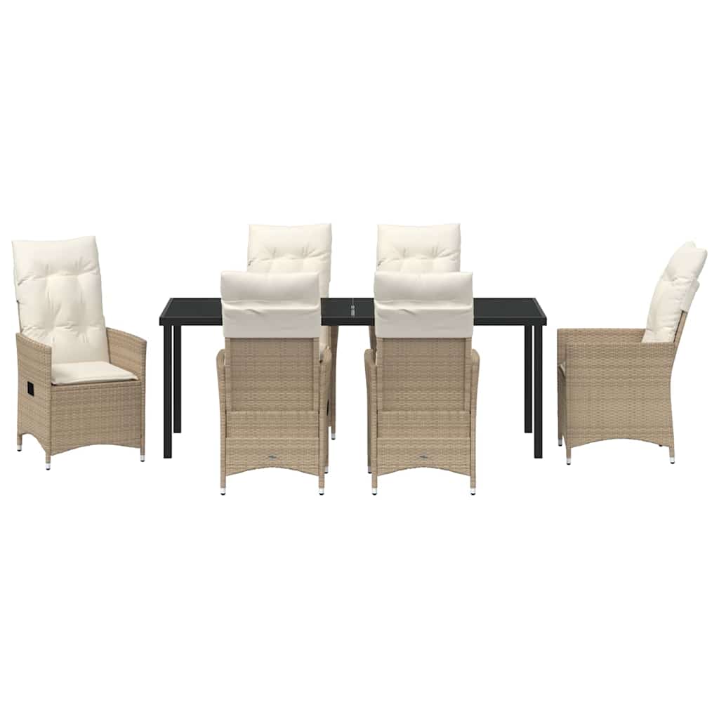 Garten Essgruppe mit Kissen 7 pcs Beige Poly-Rattan