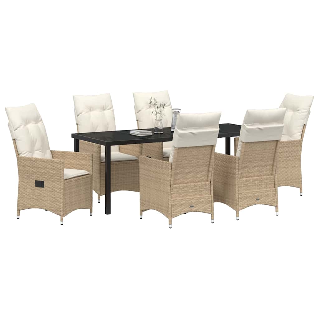 Garten Essgruppe mit Kissen 7 pcs Beige Poly-Rattan