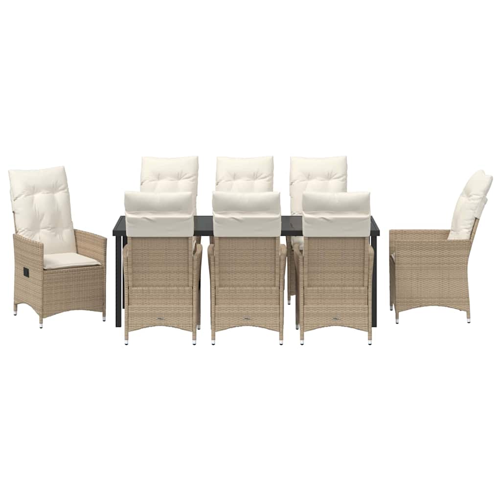 Garten Essgruppe mit Kissen 9 pcs Beige Poly-Rattan