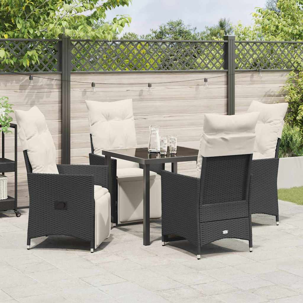 Garten Essgruppe mit Kissen 5 pcs Schwarz Poly-Rattan