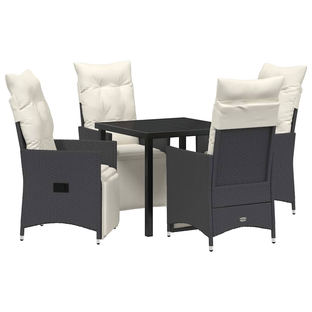 Garten Essgruppe mit Kissen 5 pcs Schwarz Poly-Rattan