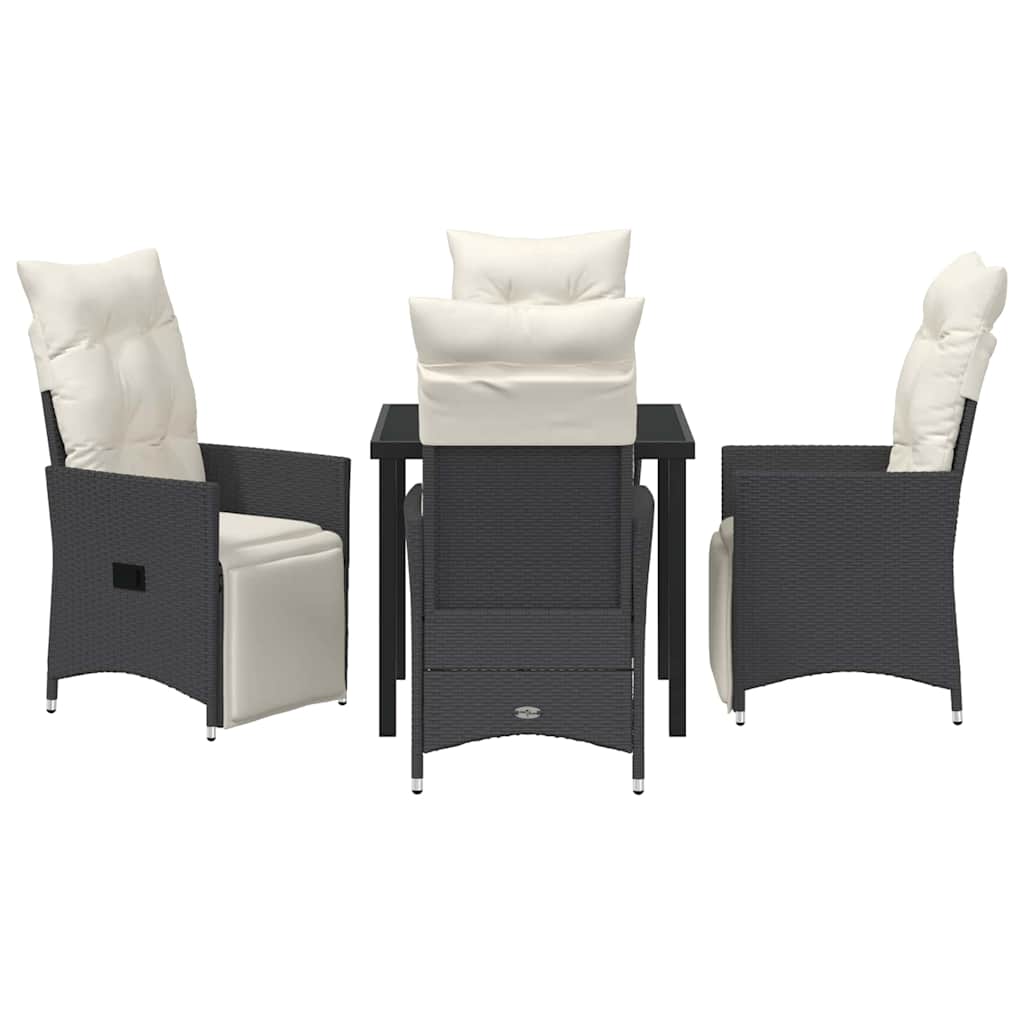 Garten Essgruppe mit Kissen 5 pcs Schwarz Poly-Rattan