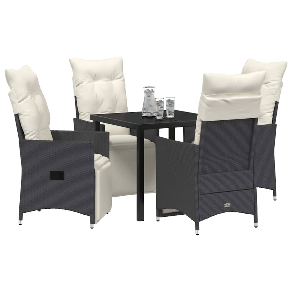 Garten Essgruppe mit Kissen 5 pcs Schwarz Poly-Rattan