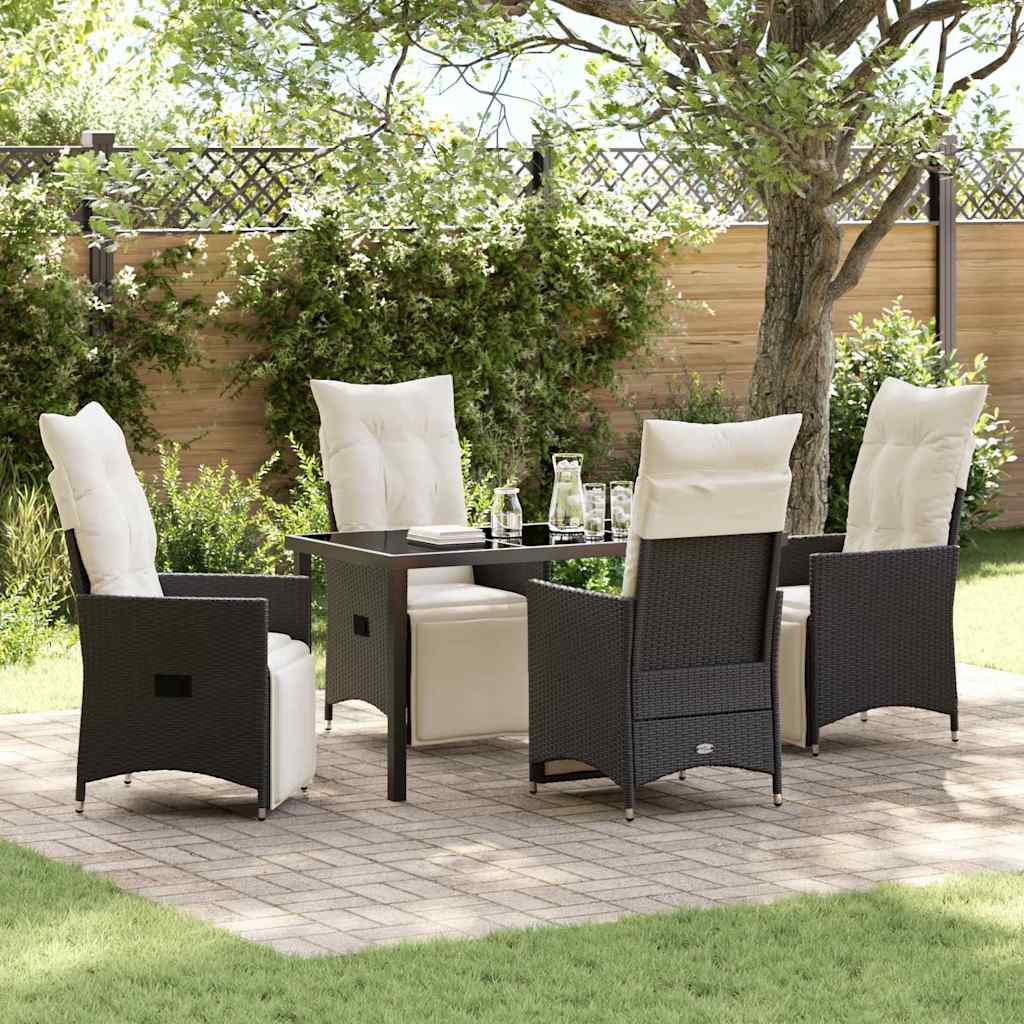 Garten Essgruppe mit Kissen 5 pcs Schwarz Poly-Rattan