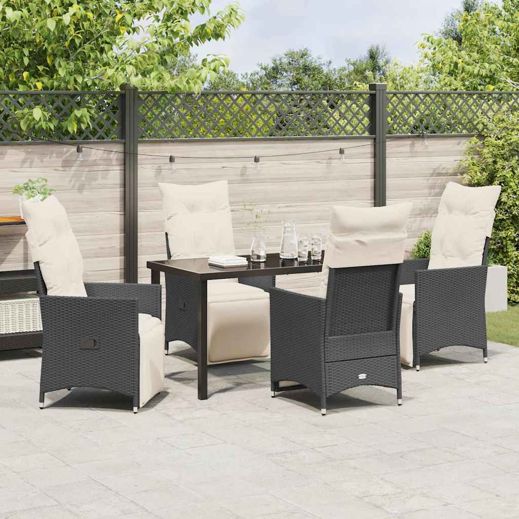 Garten Essgruppe mit Kissen 5 pcs Schwarz Poly-Rattan