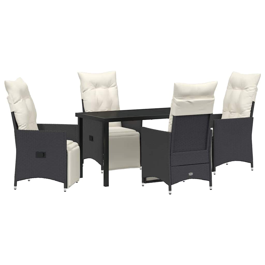 Garten Essgruppe mit Kissen 5 pcs Schwarz Poly-Rattan