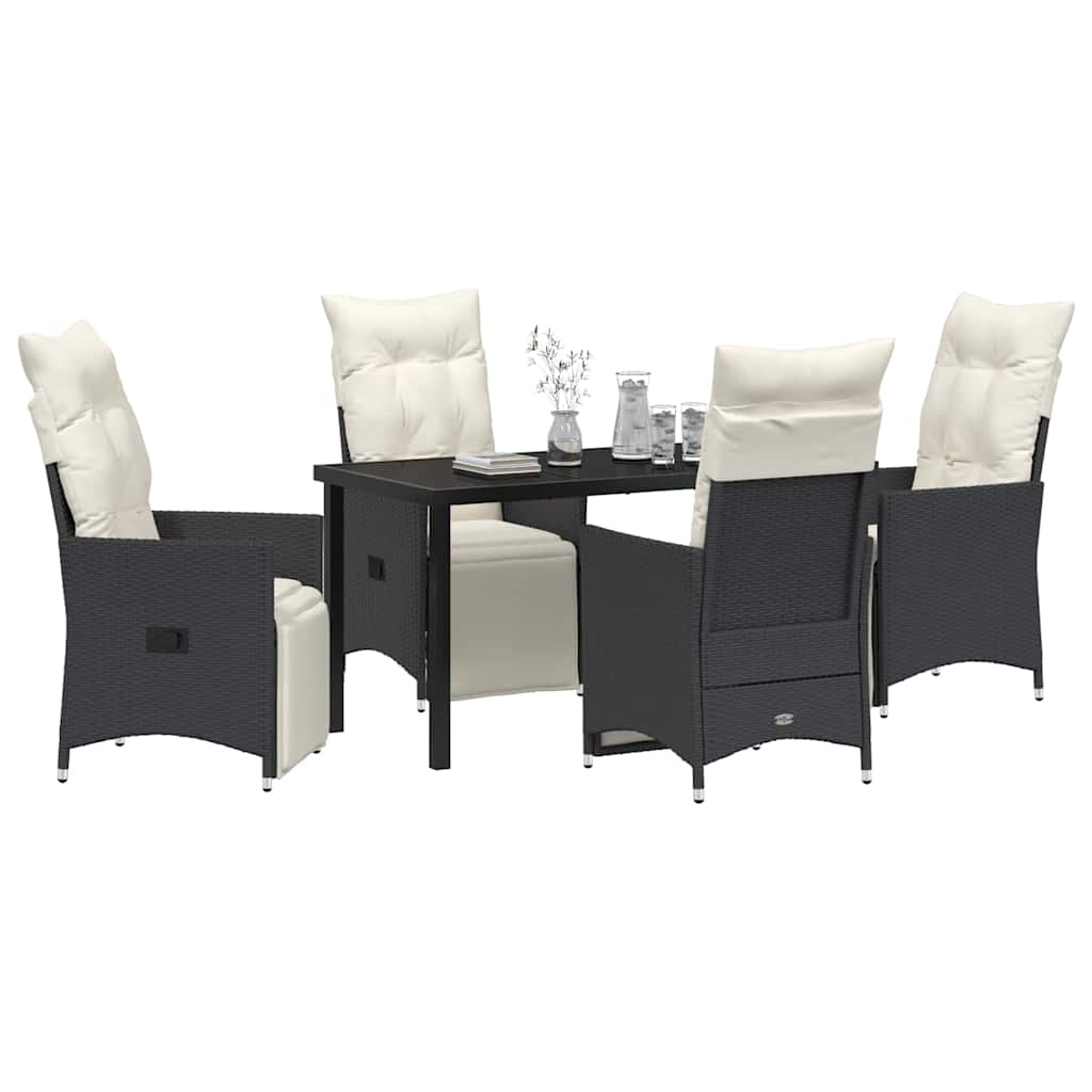 Garten Essgruppe mit Kissen 5 pcs Schwarz Poly-Rattan