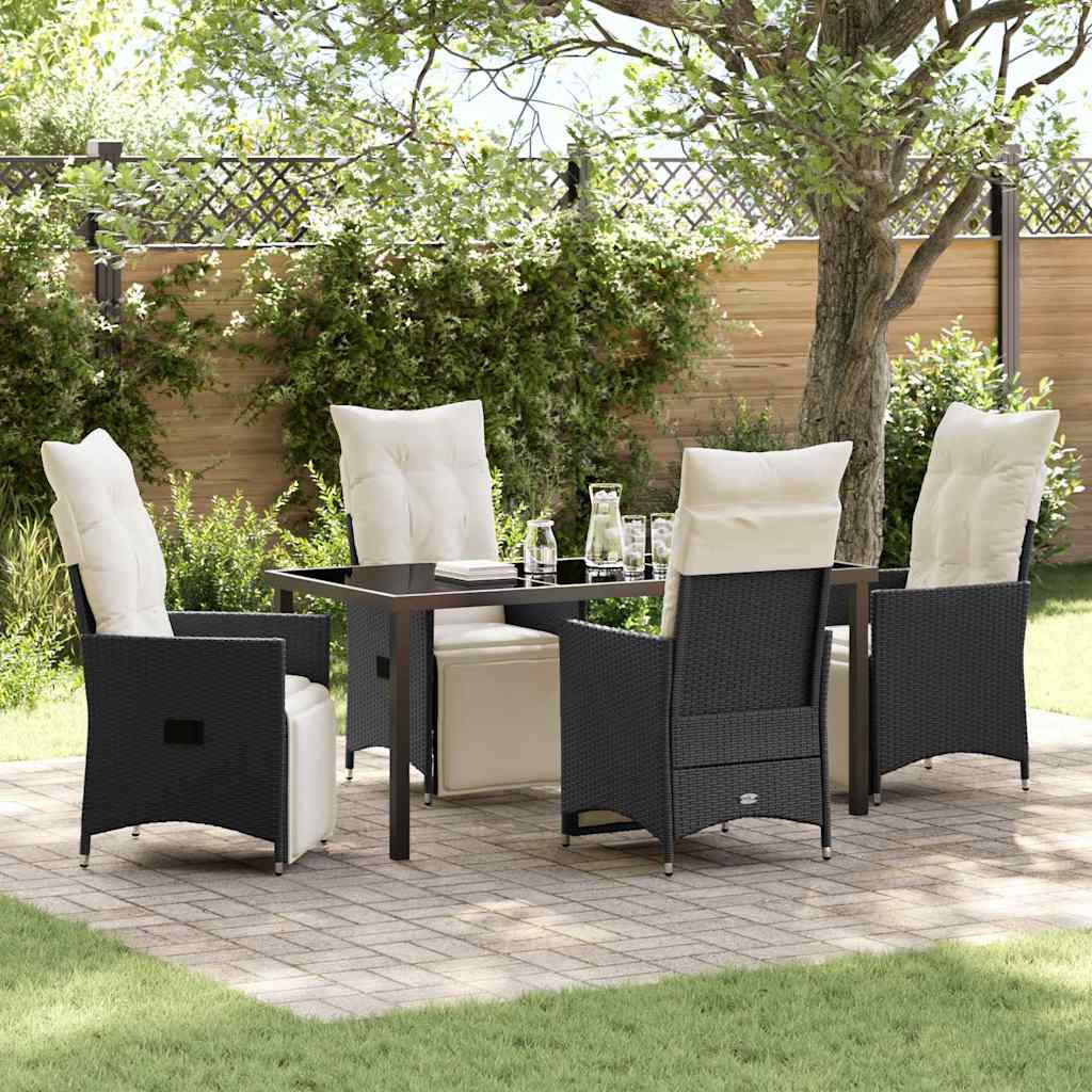 Garten Essgruppe mit Kissen 5 pcs Schwarz Poly-Rattan