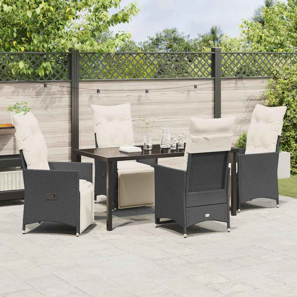 Garten Essgruppe mit Kissen 5 pcs Schwarz Poly-Rattan