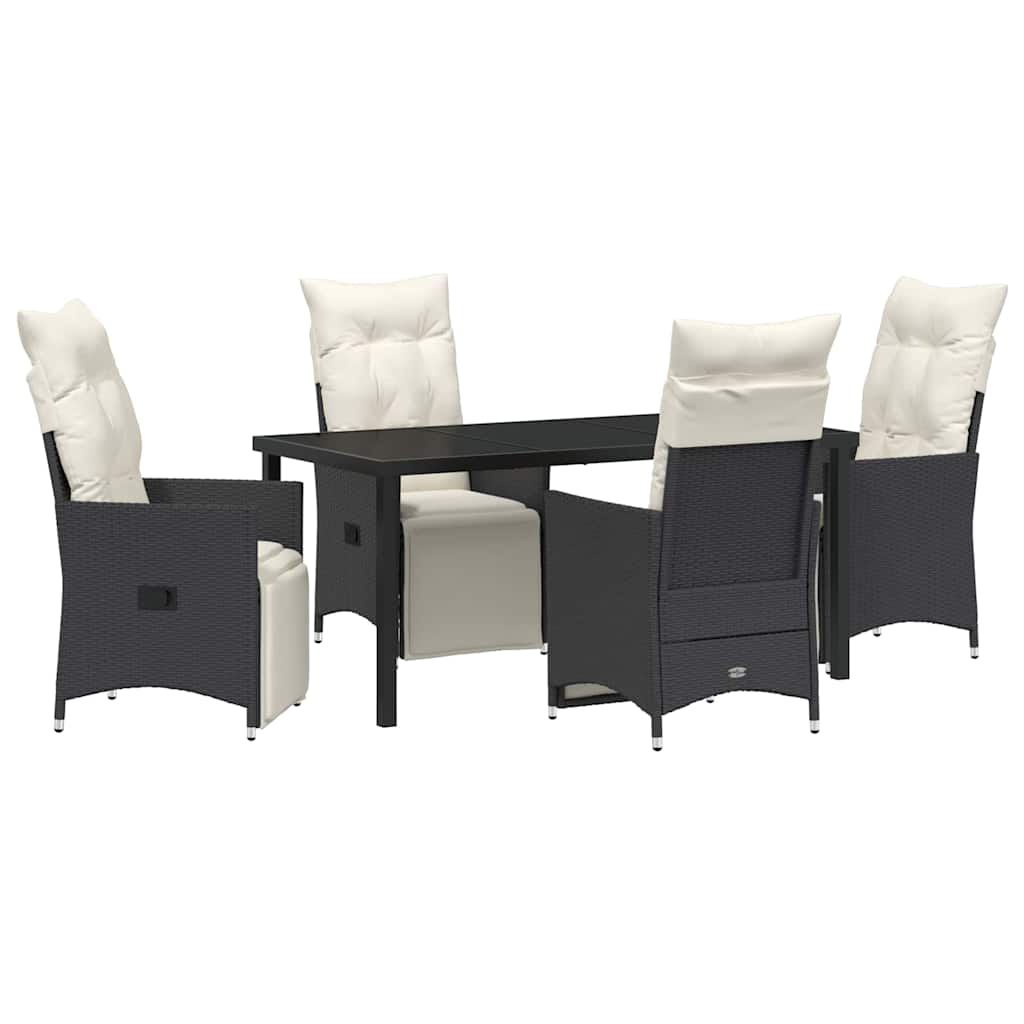 Garten Essgruppe mit Kissen 5 pcs Schwarz Poly-Rattan