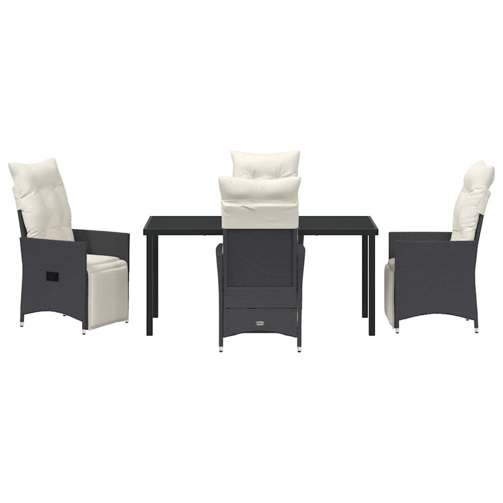 Garten Essgruppe mit Kissen 5 pcs Schwarz Poly-Rattan