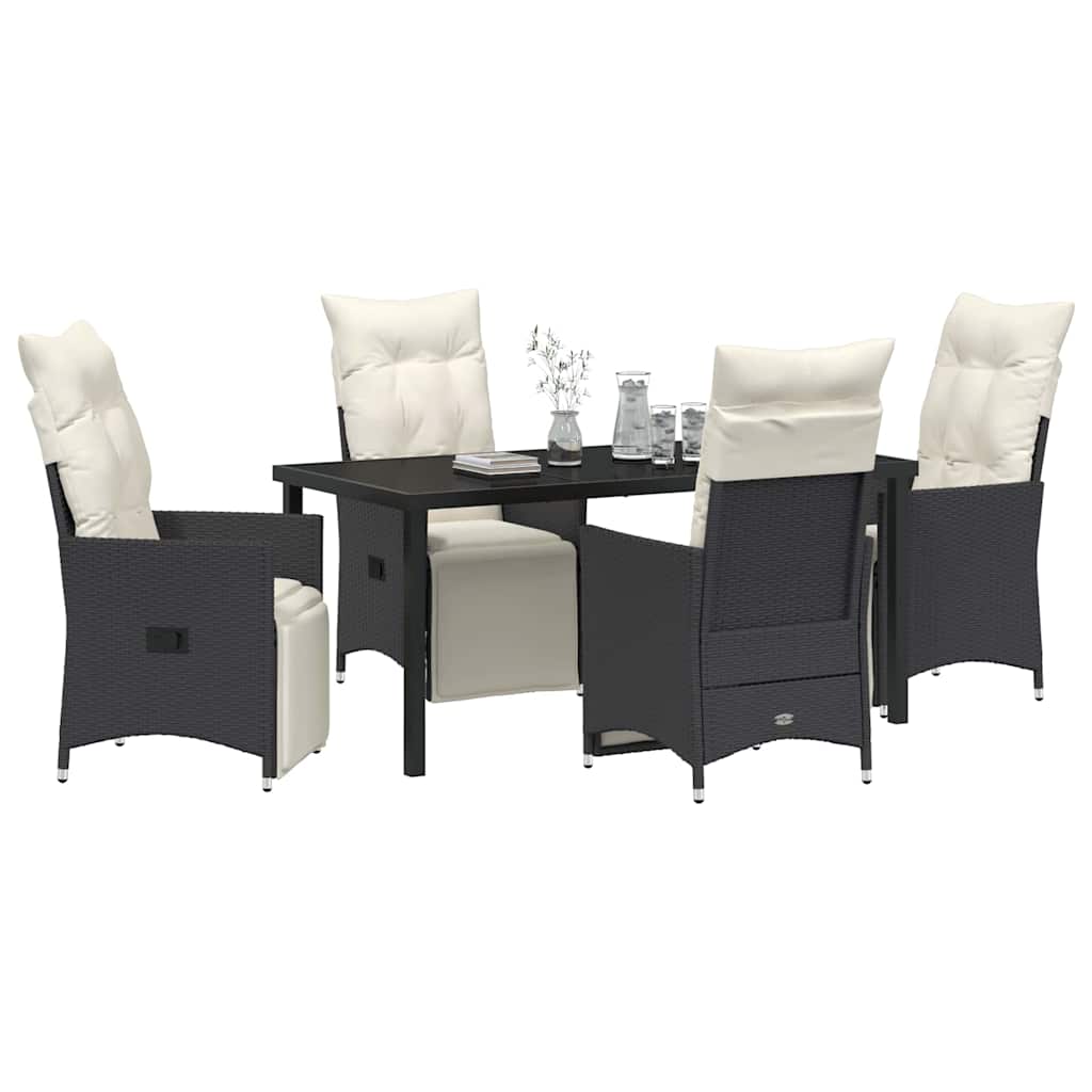 Garten Essgruppe mit Kissen 5 pcs Schwarz Poly-Rattan
