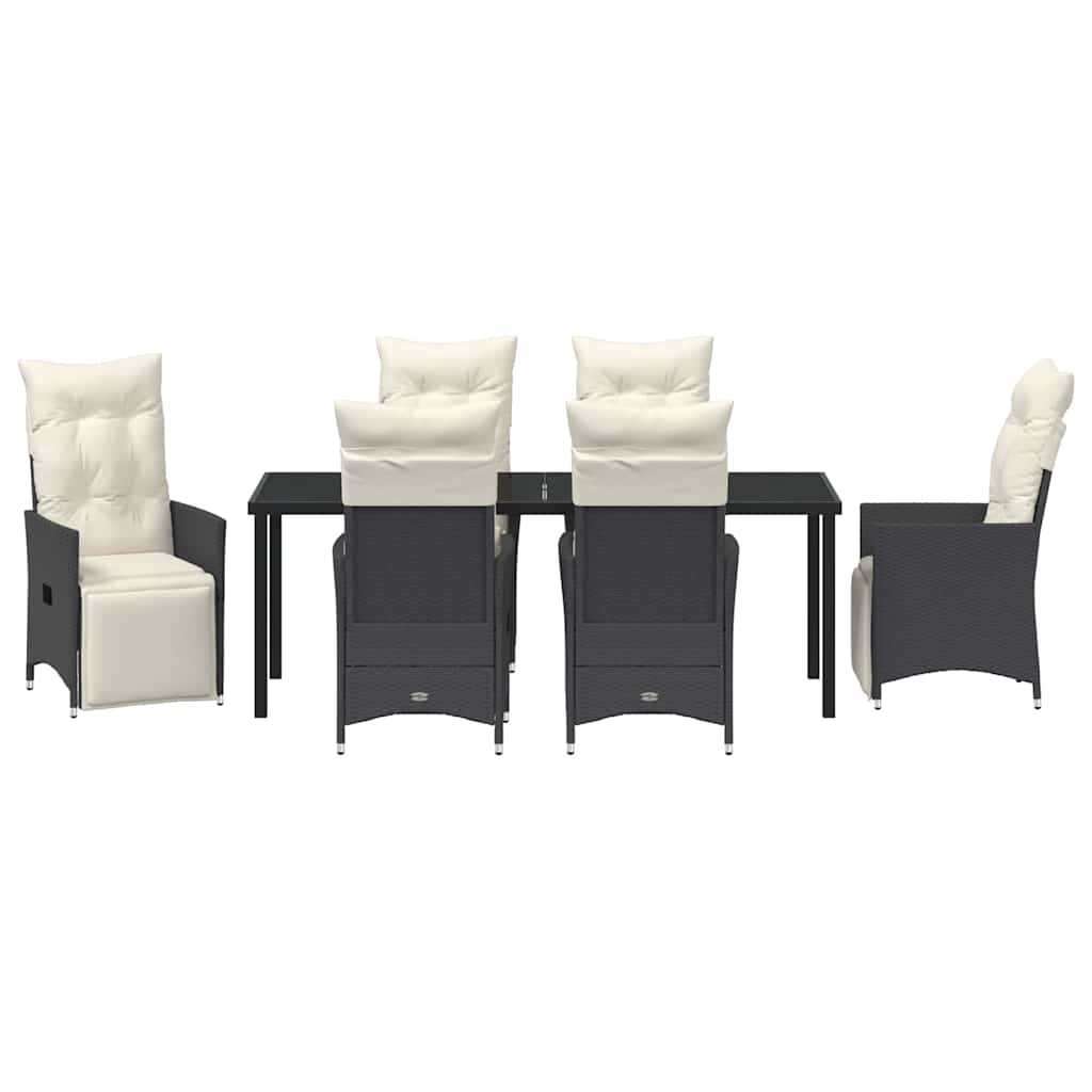 Garten Essgruppe mit Kissen 7 pcs Schwarz Poly-Rattan