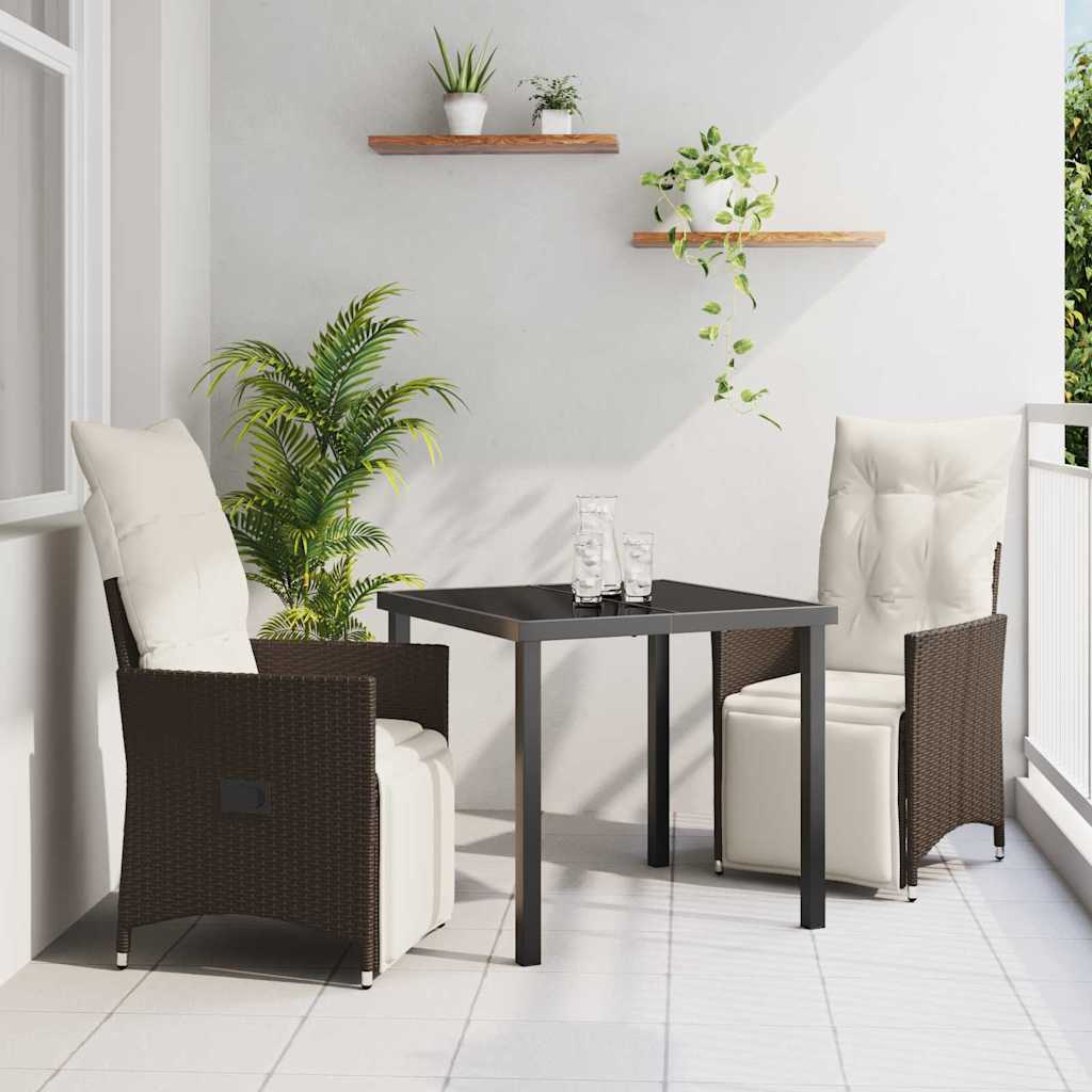 Garten Essgruppe mit Kissen 3 pcs Braun Poly-Rattan