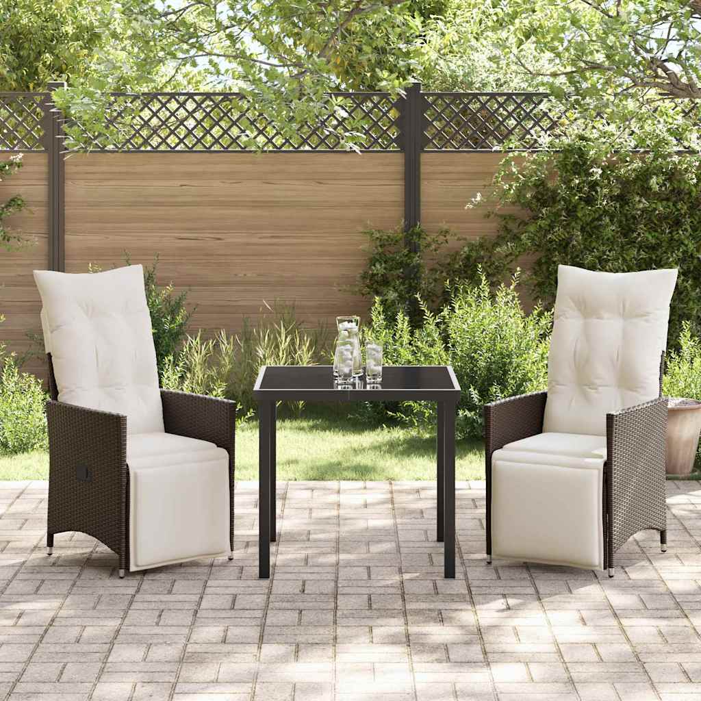 Garten Essgruppe mit Kissen 3 pcs Braun Poly-Rattan