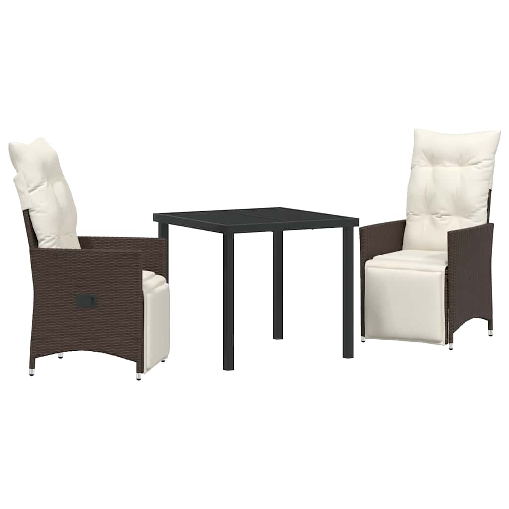 Garten Essgruppe mit Kissen 3 pcs Braun Poly-Rattan