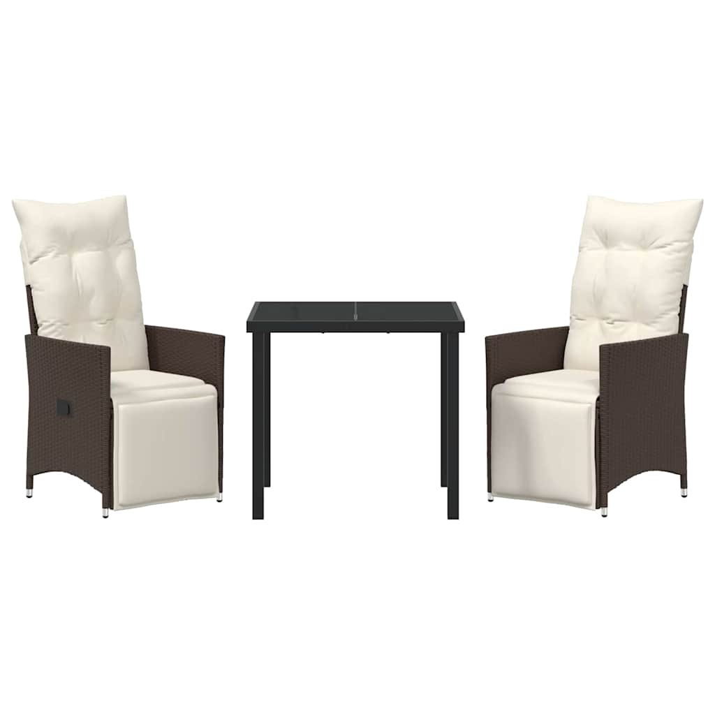 Garten Essgruppe mit Kissen 3 pcs Braun Poly-Rattan