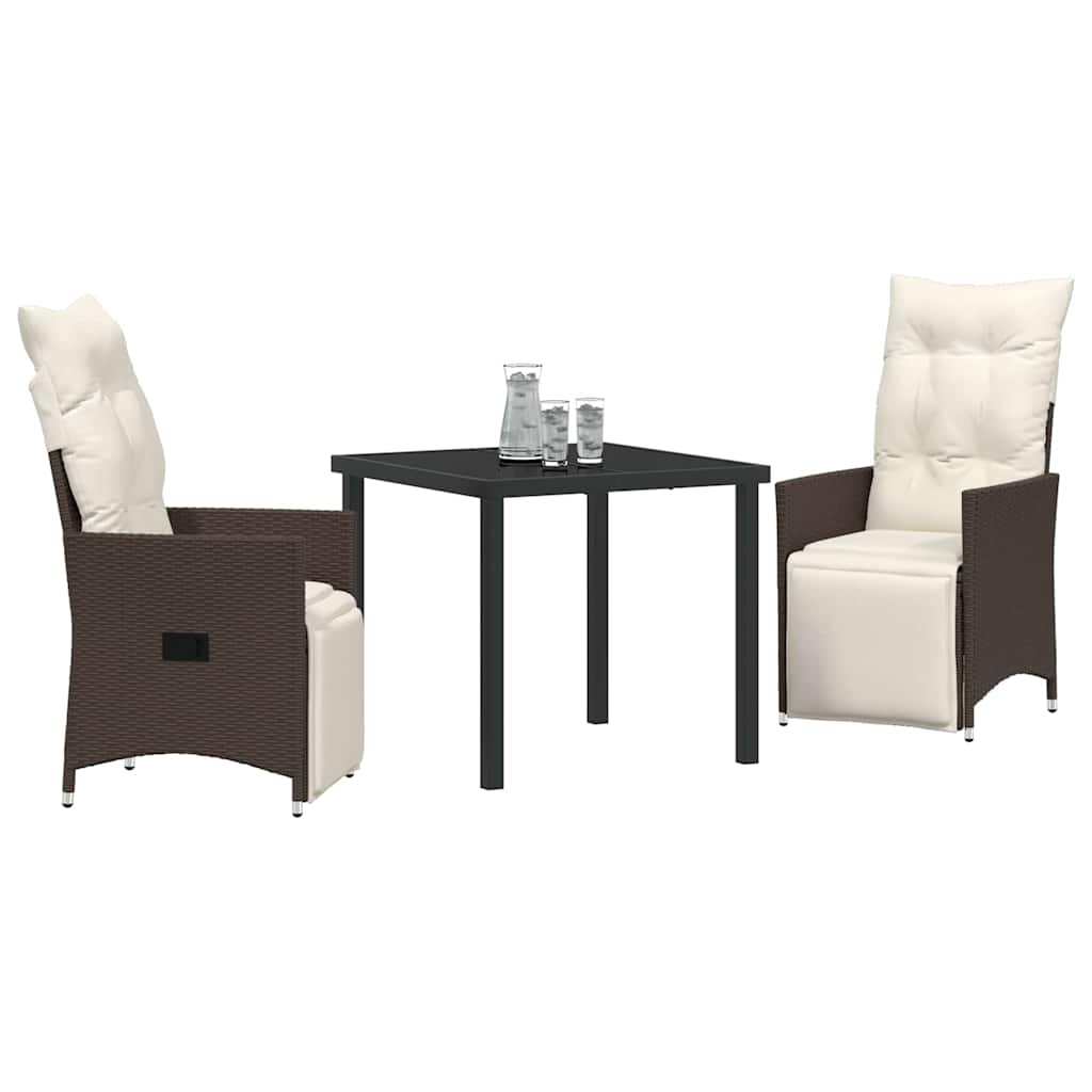Garten Essgruppe mit Kissen 3 pcs Braun Poly-Rattan