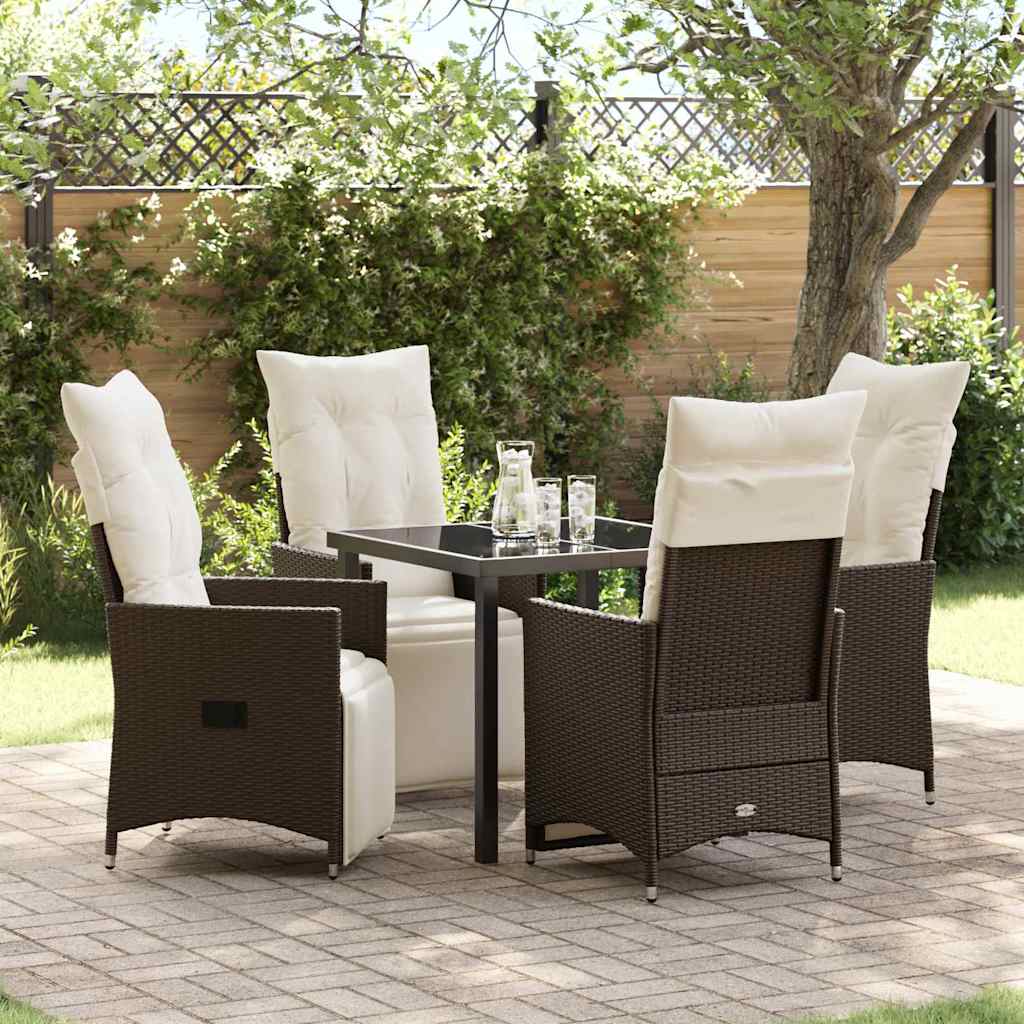 Garten Essgruppe mit Kissen 5 pcs Braun Poly-Rattan