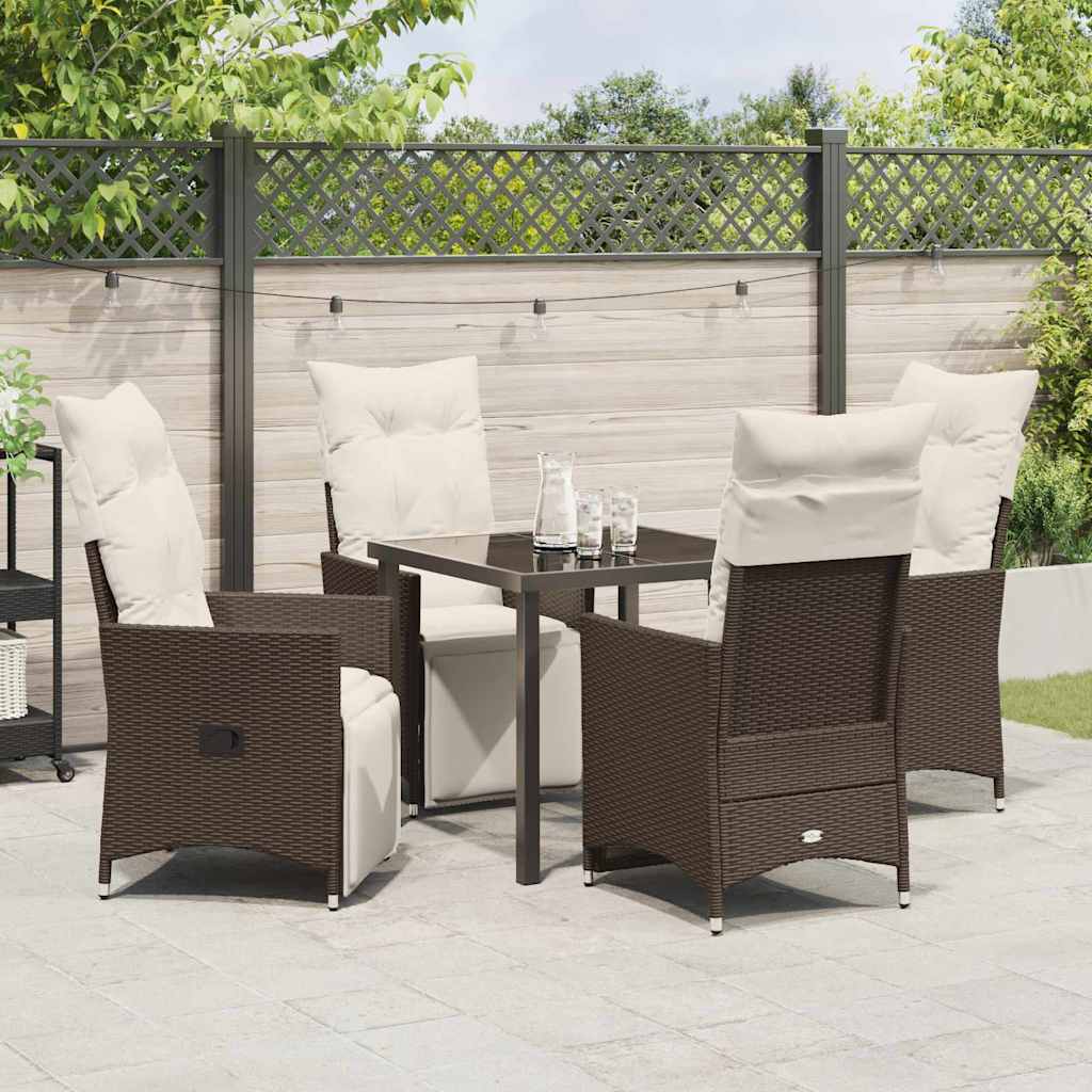 Garten Essgruppe mit Kissen 5 pcs Braun Poly-Rattan