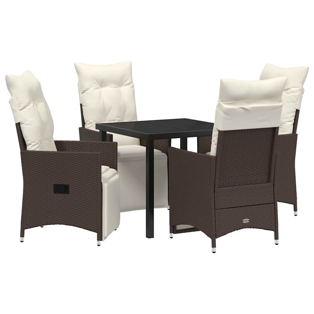 Garten Essgruppe mit Kissen 5 pcs Braun Poly-Rattan