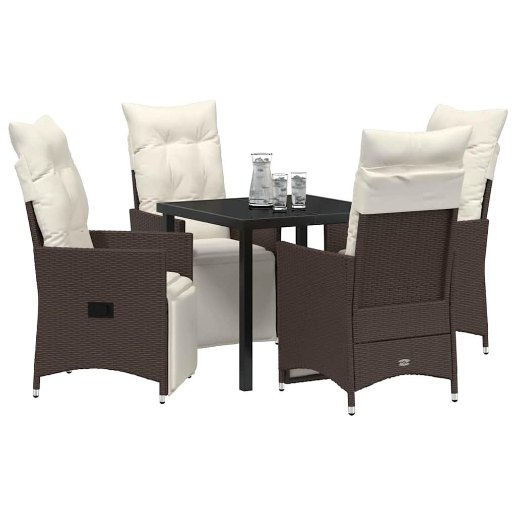 Garten Essgruppe mit Kissen 5 pcs Braun Poly-Rattan