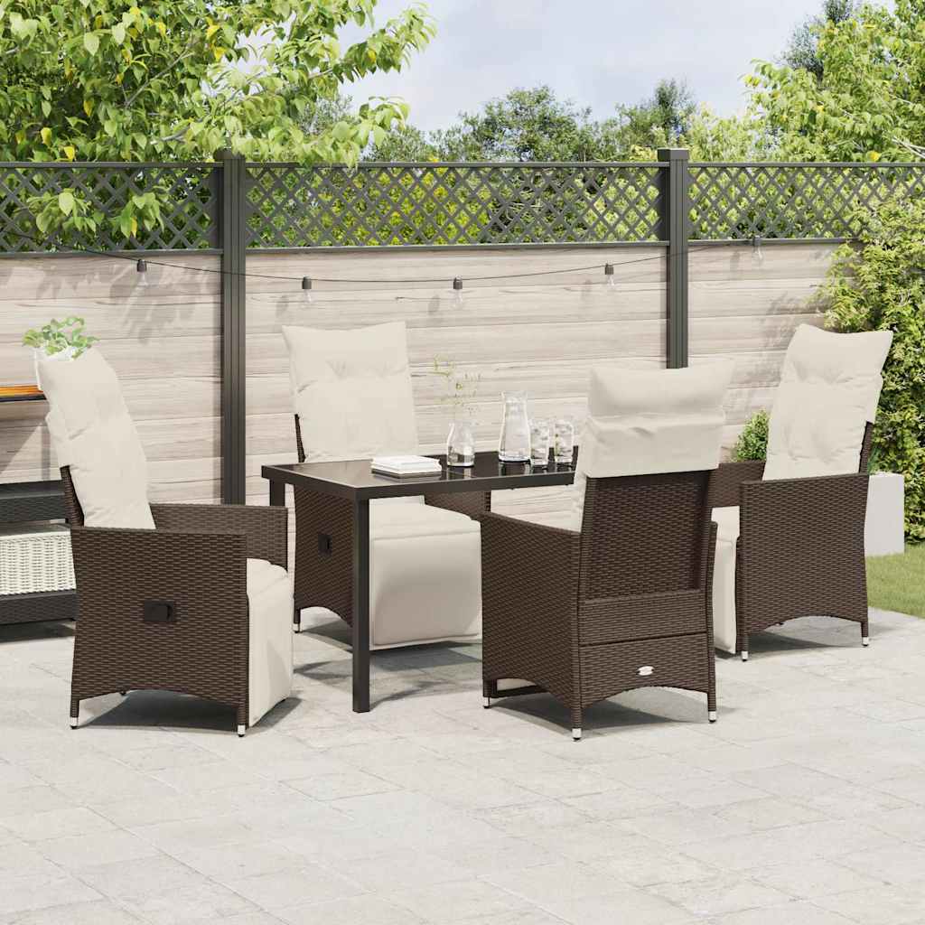 Garten Essgruppe mit Kissen 5 pcs Braun Poly-Rattan