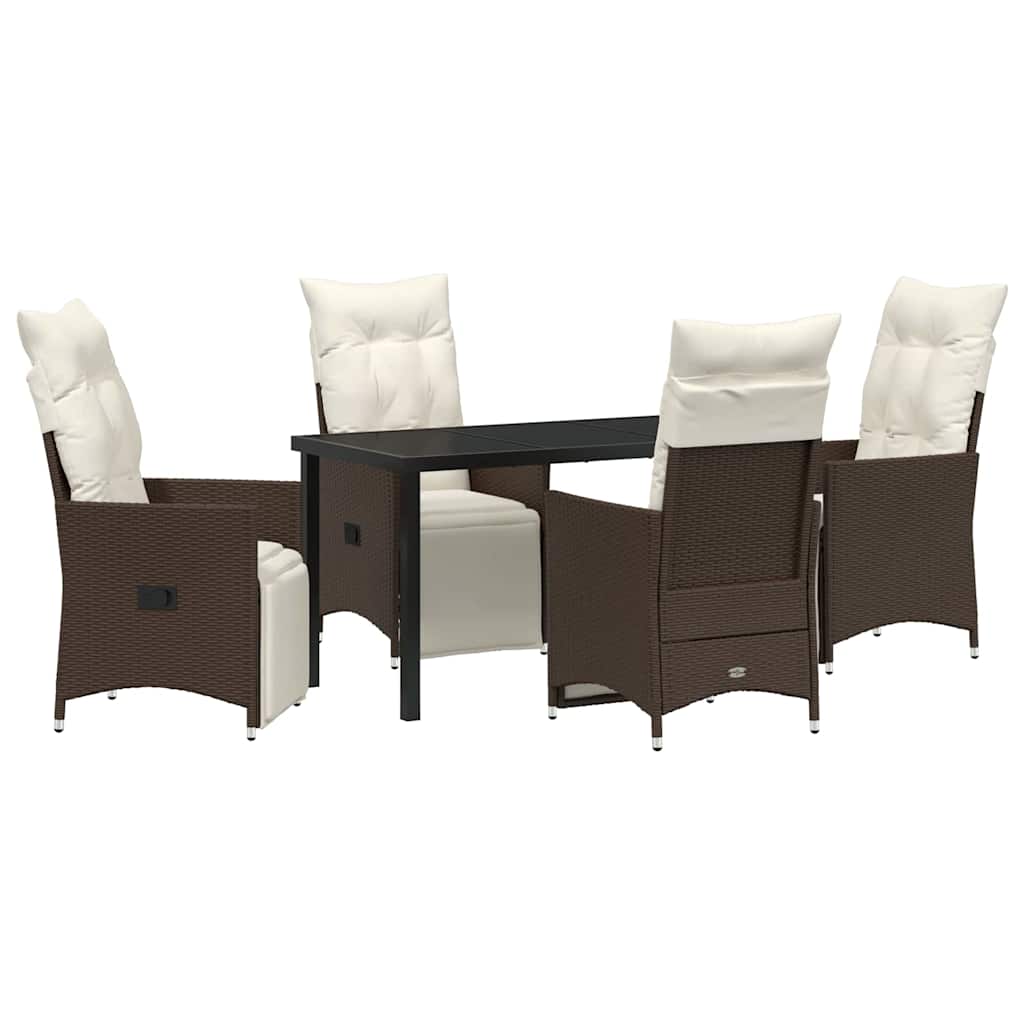 Garten Essgruppe mit Kissen 5 pcs Braun Poly-Rattan