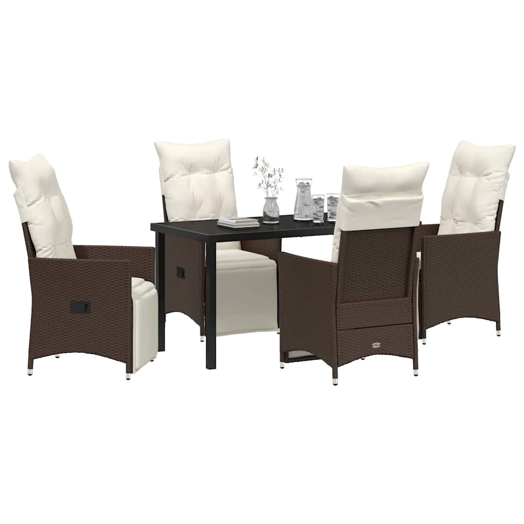 Garten Essgruppe mit Kissen 5 pcs Braun Poly-Rattan