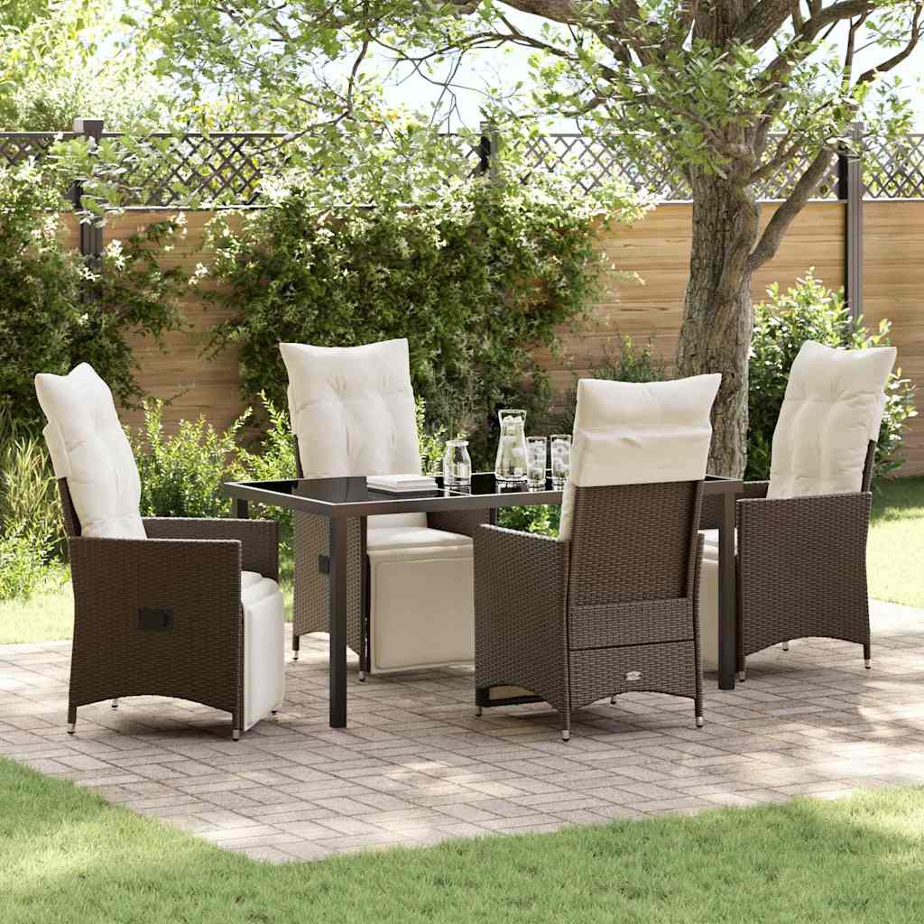 Garten Essgruppe mit Kissen 5 pcs Braun Poly-Rattan