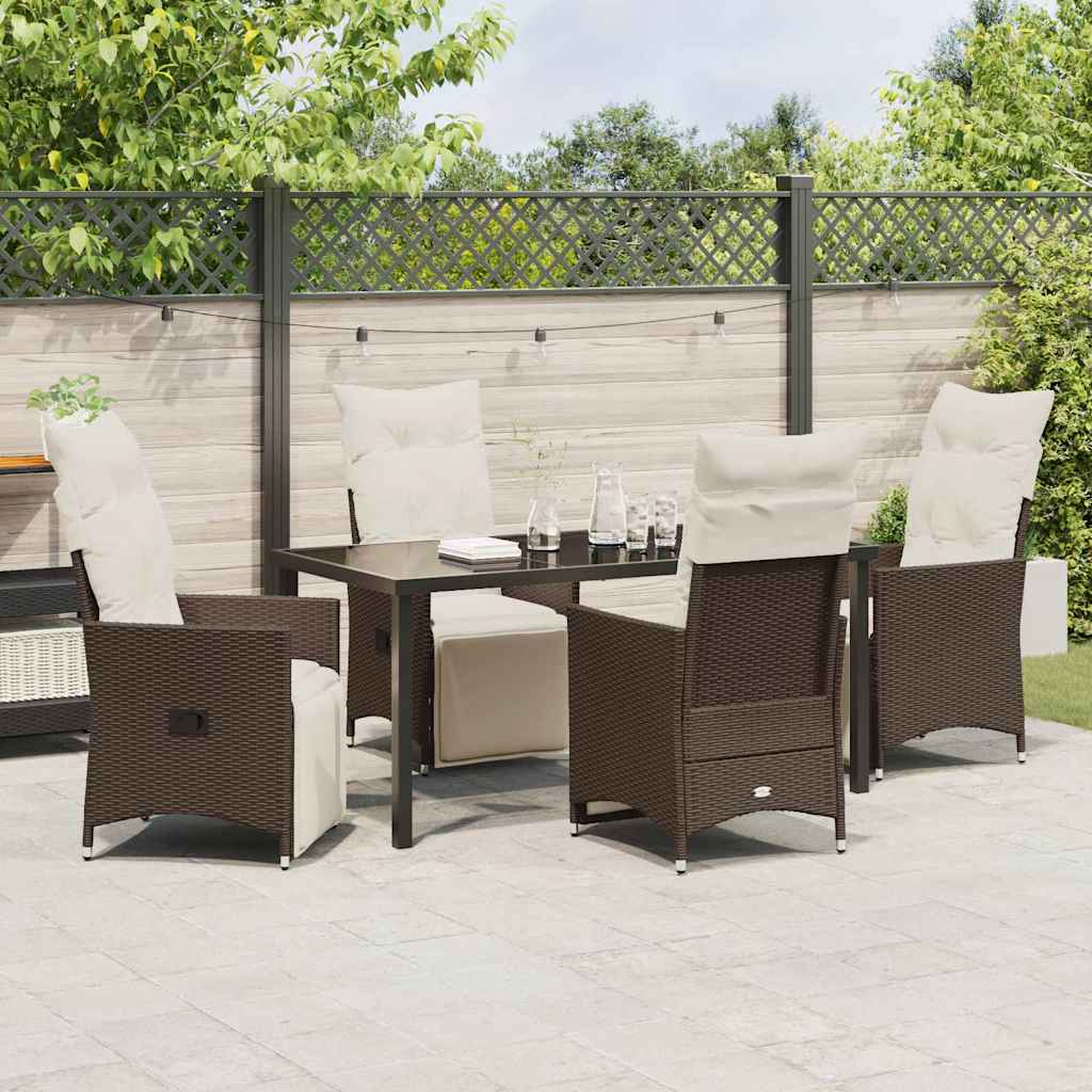 Garten Essgruppe mit Kissen 5 pcs Braun Poly-Rattan