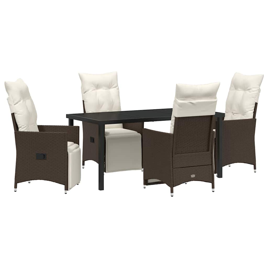 Garten Essgruppe mit Kissen 5 pcs Braun Poly-Rattan
