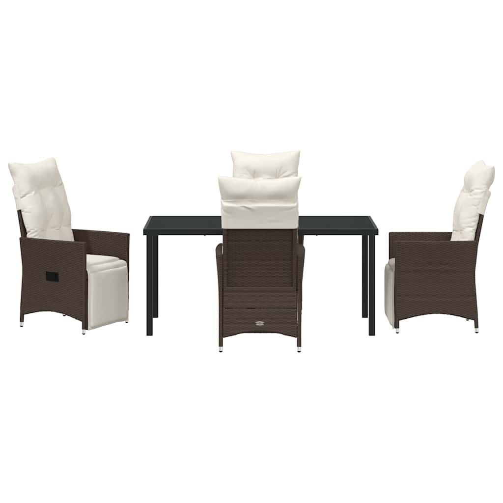 Garten Essgruppe mit Kissen 5 pcs Braun Poly-Rattan