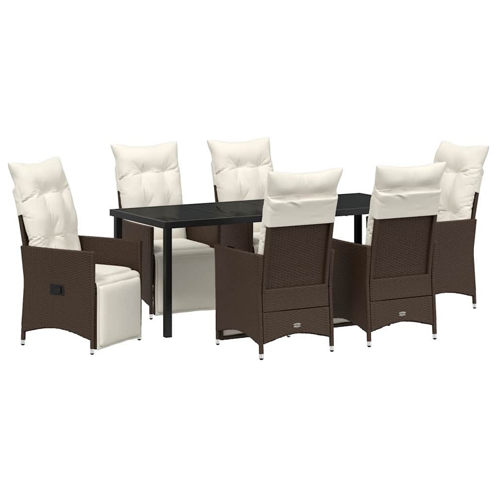 Garten Essgruppe mit Kissen 7 pcs Braun Poly-Rattan