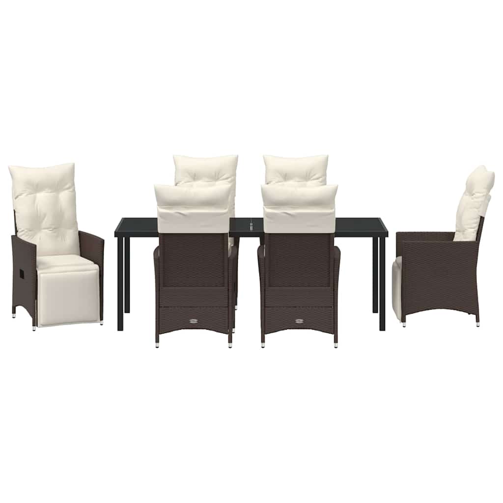 Garten Essgruppe mit Kissen 7 pcs Braun Poly-Rattan