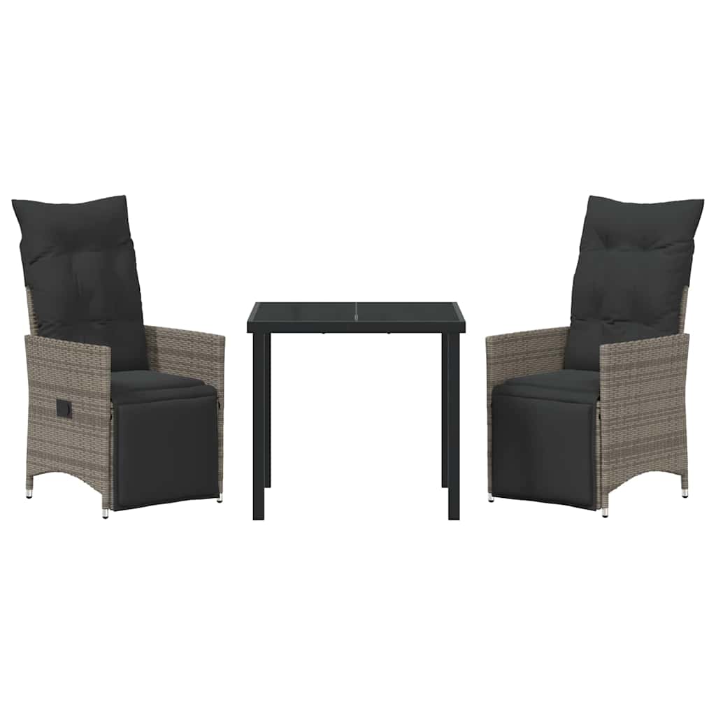 Garten Essgruppe mit Kissen 3 pcs Grau Poly-Rattan