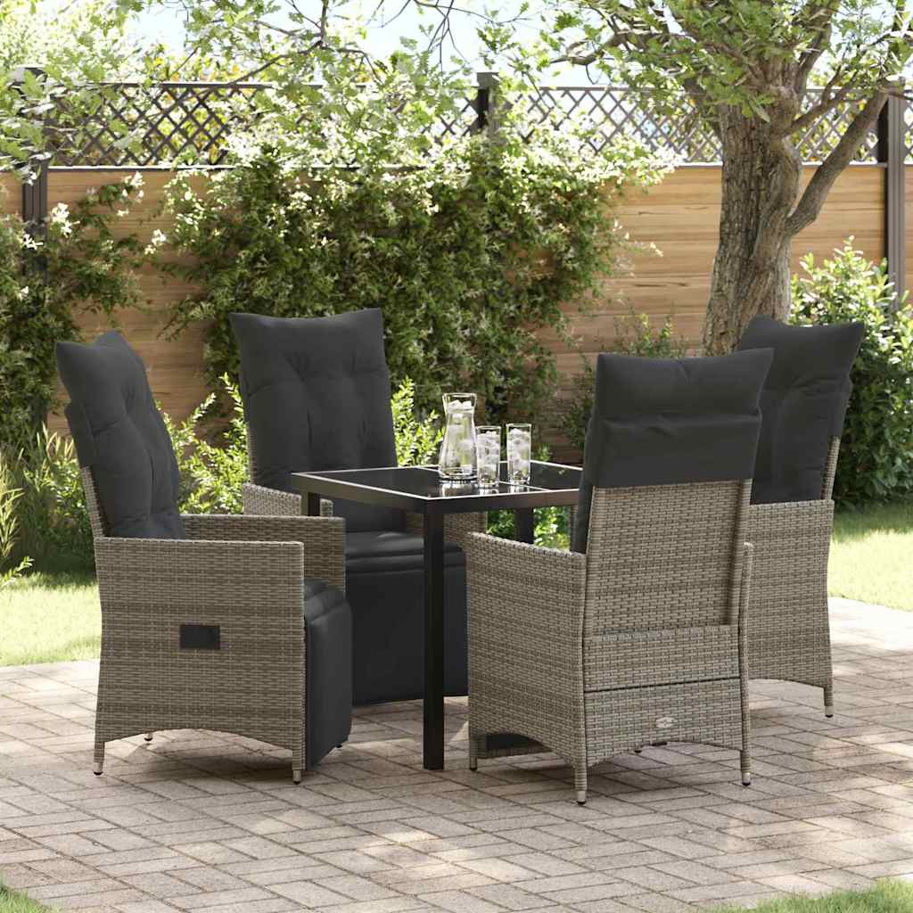 Garten Essgruppe mit Kissen 5 pcs Grau Poly-Rattan
