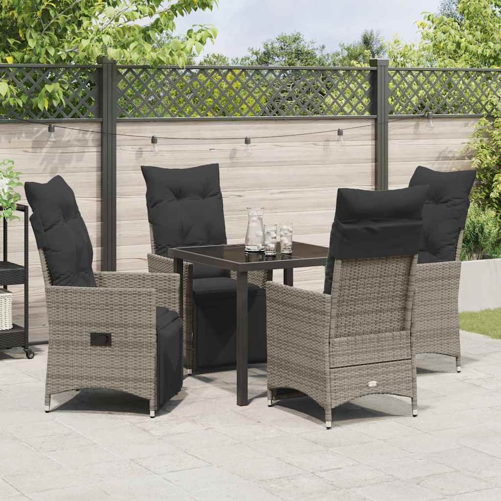 Garten Essgruppe mit Kissen 5 pcs Grau Poly-Rattan