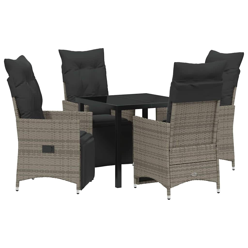 Garten Essgruppe mit Kissen 5 pcs Grau Poly-Rattan
