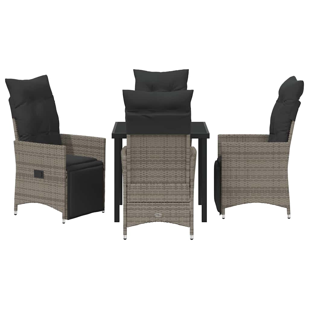 Garten Essgruppe mit Kissen 5 pcs Grau Poly-Rattan