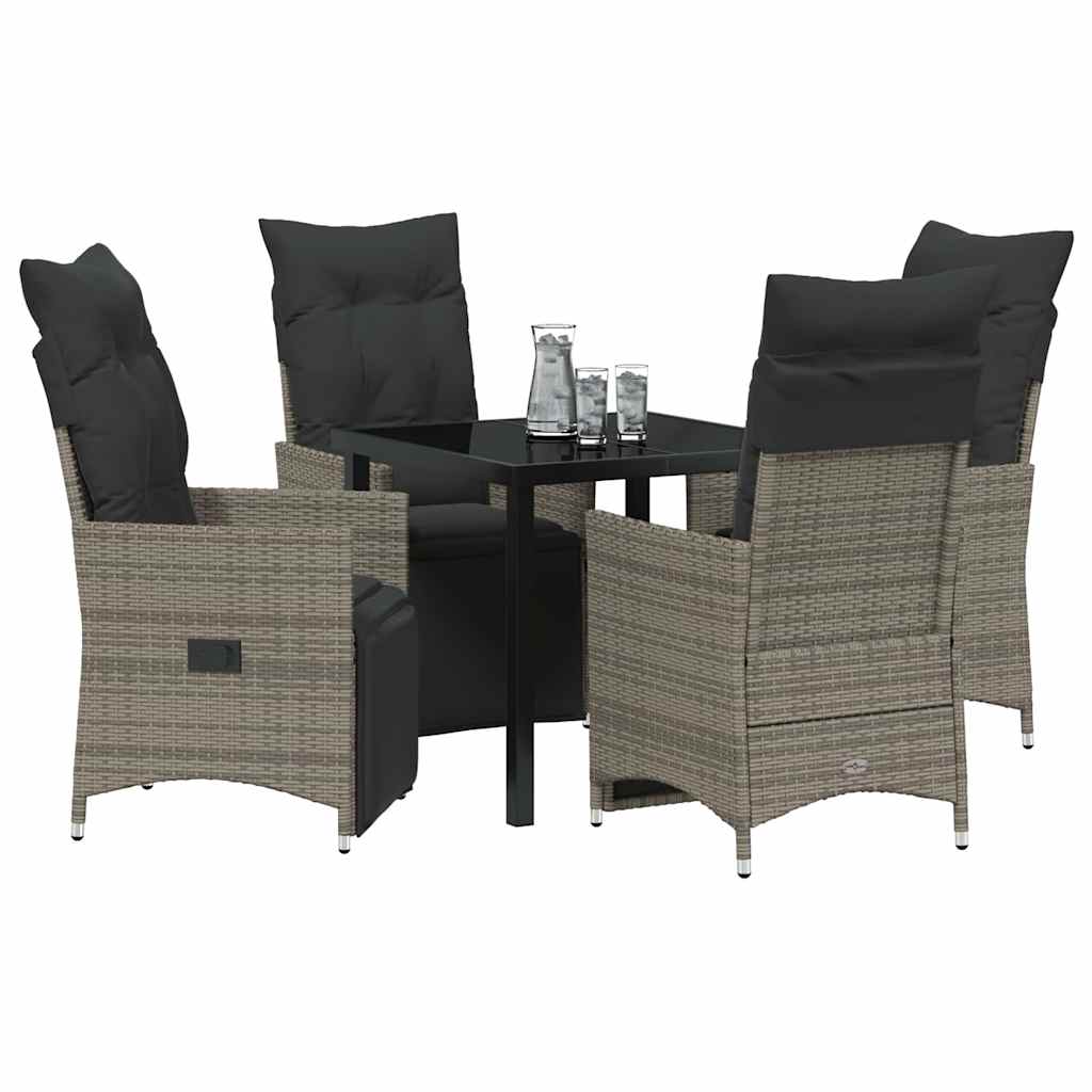 Garten Essgruppe mit Kissen 5 pcs Grau Poly-Rattan