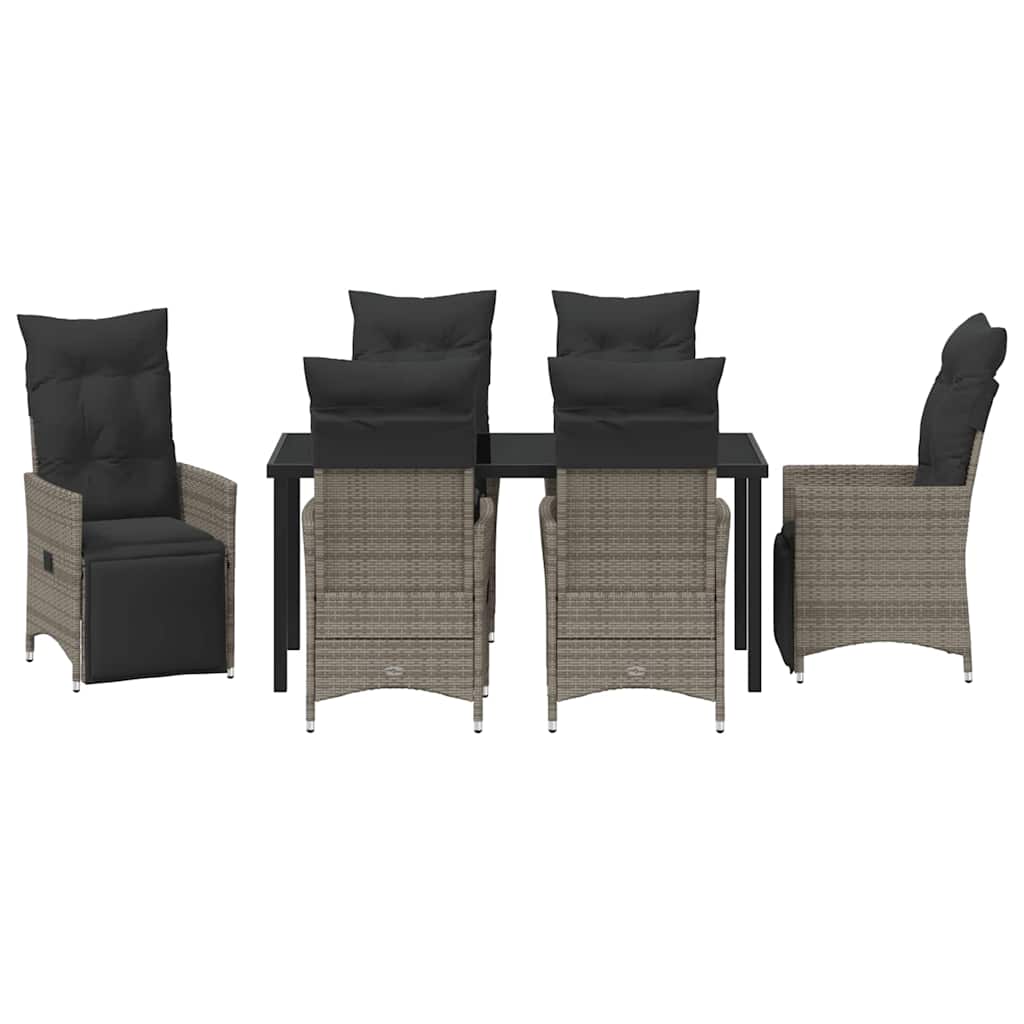 Garten Essgruppe mit Kissen 7 pcs Grau Poly-Rattan