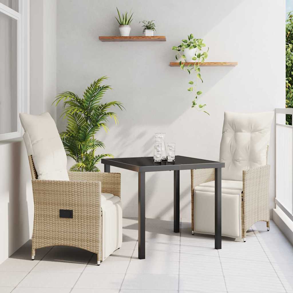 Garten Essgruppe mit Kissen 3 pcs Beige Poly-Rattan
