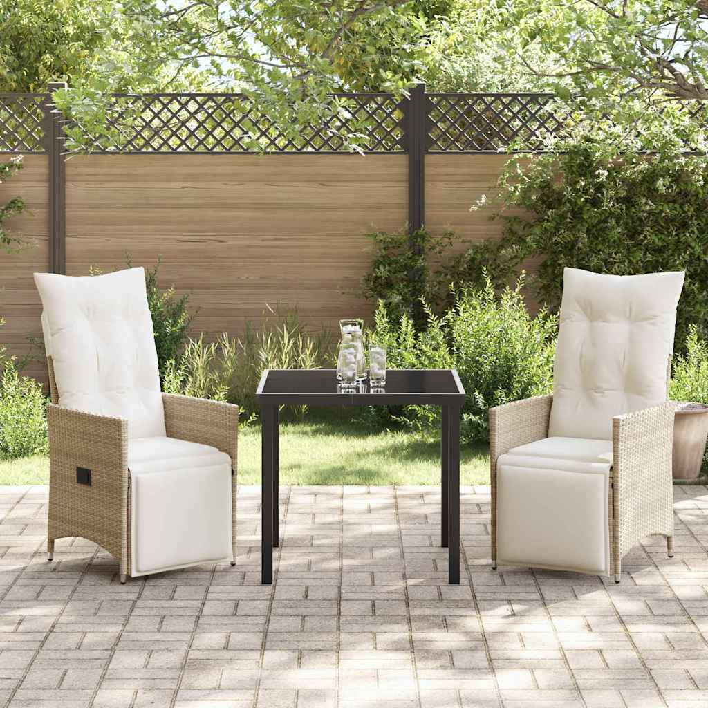 Garten Essgruppe mit Kissen 3 pcs Beige Poly-Rattan