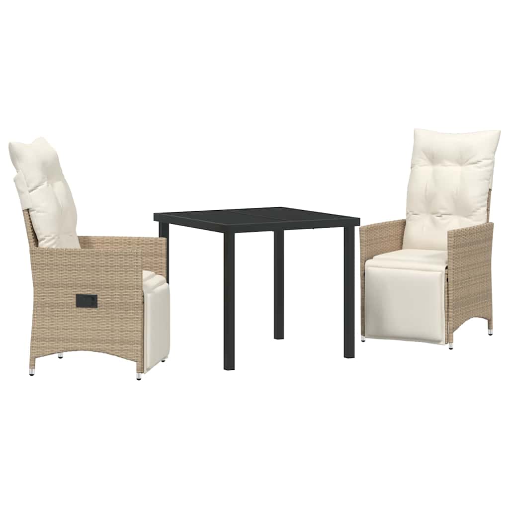 Garten Essgruppe mit Kissen 3 pcs Beige Poly-Rattan