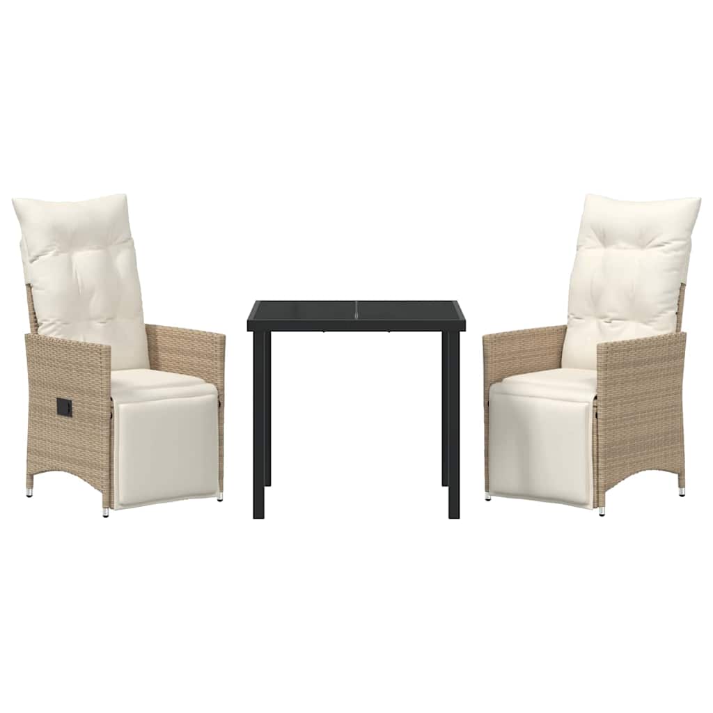Garten Essgruppe mit Kissen 3 pcs Beige Poly-Rattan